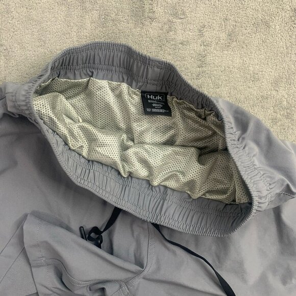 Huk Fishing Pursuit Volley Swim Shorts Mens Small Gray Lined Stretch Solid Fish - Picture 5 of 9